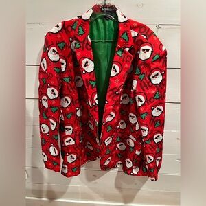 Suitmeister Festive Red Santa Blazer and pants set, size 46-48, EUC, Christmas